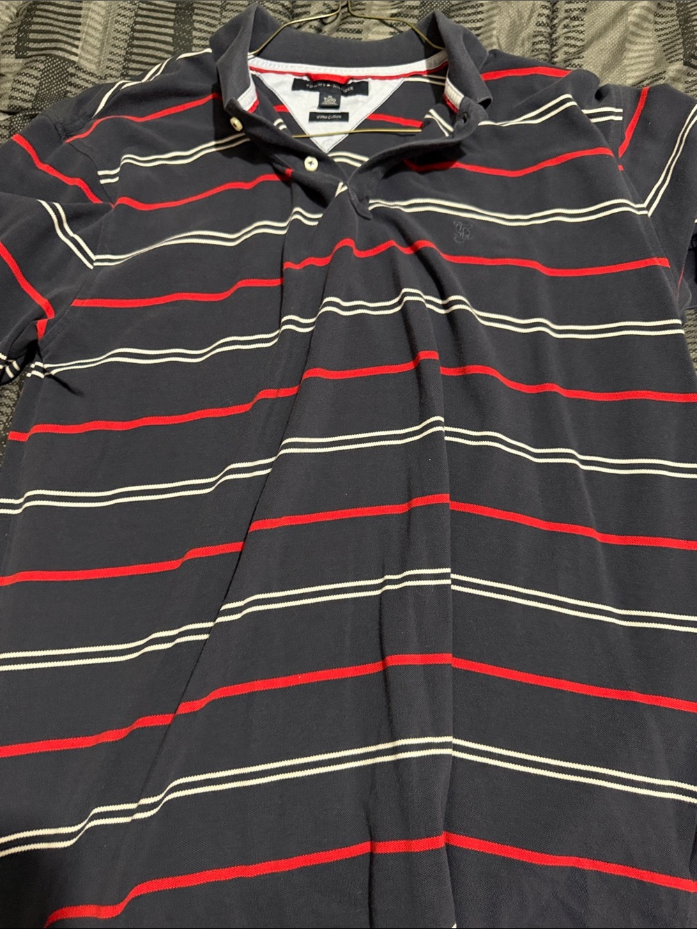 Tommy Hilfiger Navy Polo with Red and White Stripes